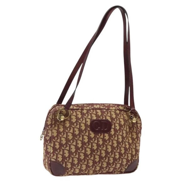 Christian Dior Trotter Canvas Shoulder Bag Red Auth 123910 - Picture 1 of 16